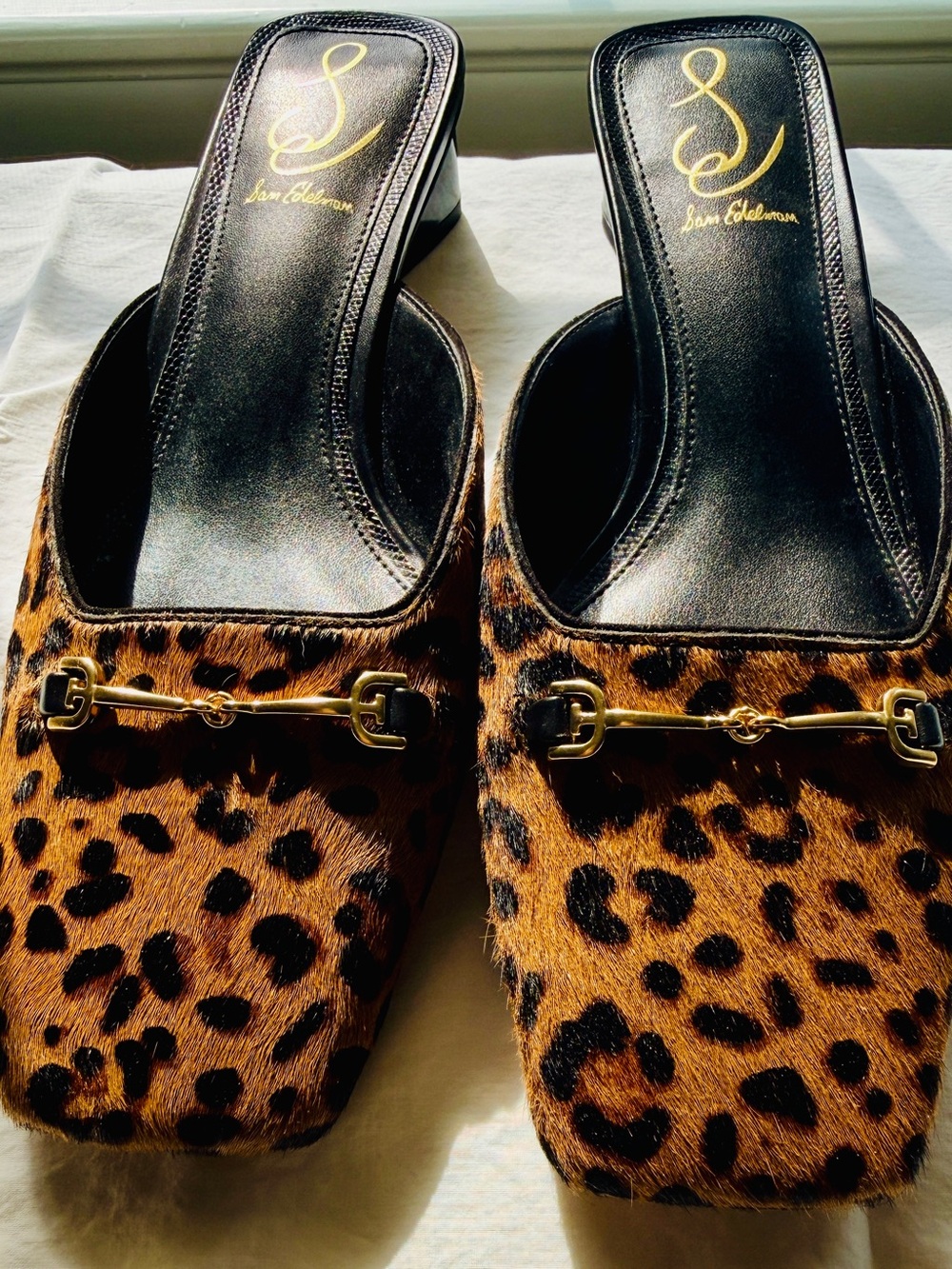 Sam Edelman Leopard-Print Mule with Gold Bit - Picture 1 of 7